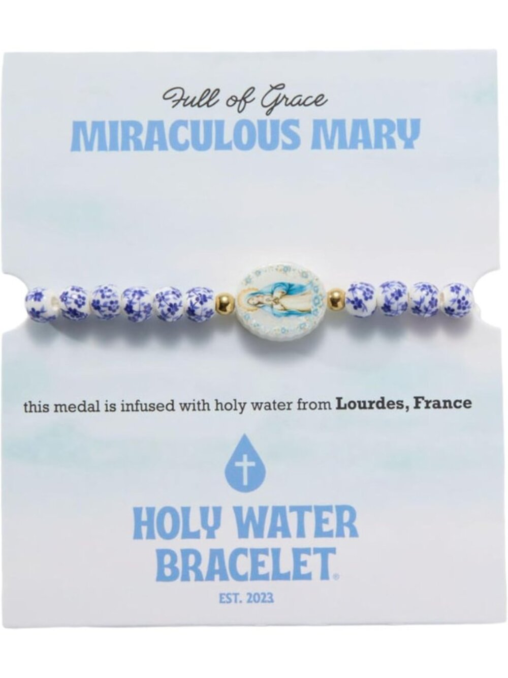 Miraculous Mary Porcelain Bracelet - Holy Water Charm, Spiritual Jewelry Gift